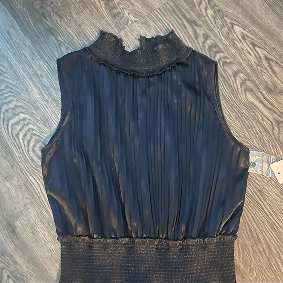 NWOT Nanette Lepore pleated NAVY midi dress - Picture 6 of 8